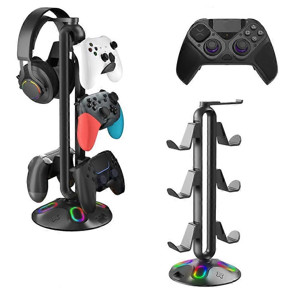 () Gaming Rgb Headphone Stand,Controller Holder With 9 Modes,Controller Stand Hanger Accessories For Desk And Gamer Black/Light 5415817436815