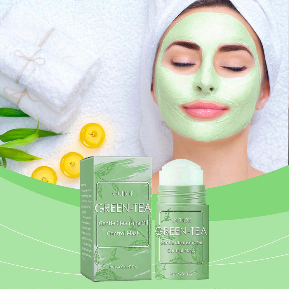 Green (2Pcs) Tea Clay Stick For Face, Tea Mask Stick, Tea Cleansing Face Mask, Tea Purifying Clay Stick Mask