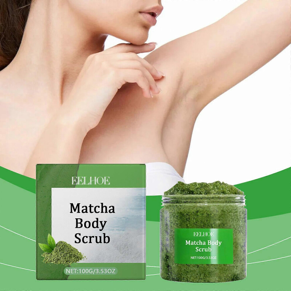Green (3Pcs) Matcha Tea Body Scrub, Matcha Sea Salt Scrub, Exfoliating Body And Facial Scrub, Moisturizes And Nourishes Skin For All Natural Skin Care
