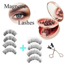 (A) Magnetic Eyelashes,3D Natural Look Magnetic Lashes Reusable Magnetic Eyelashes with Applicator No Glue, Easy to Wear