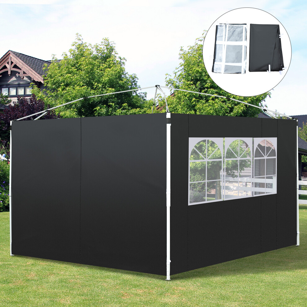 Outsunny Gazebo Replacement Exchangeable Wall Panels W/ Window, Black