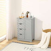 Badezimmer Holz Schrank Lagerung 4 Schublade 1 Tür Grau Stehend Schrank