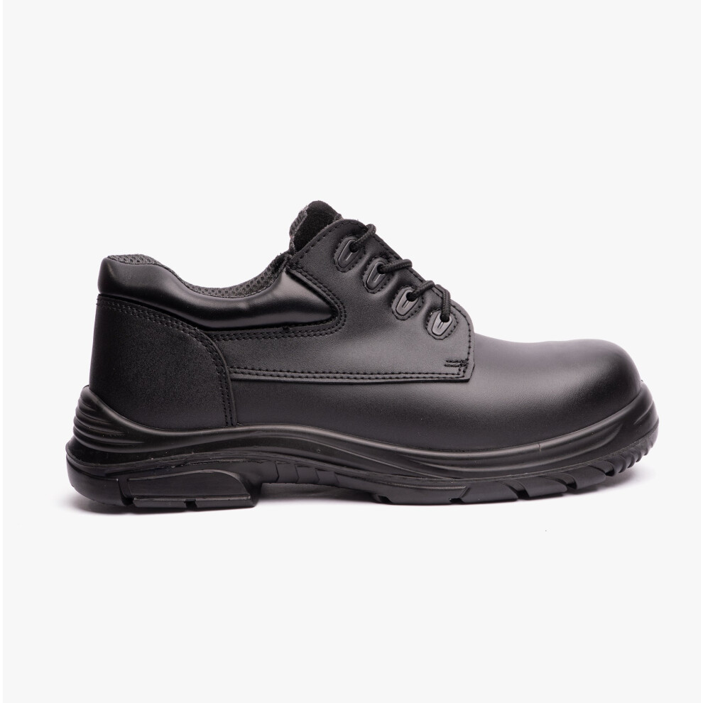 (Uk 6) Grafters M9504a Mens Leather Super Wide Safety Shoes Black 5050703481151