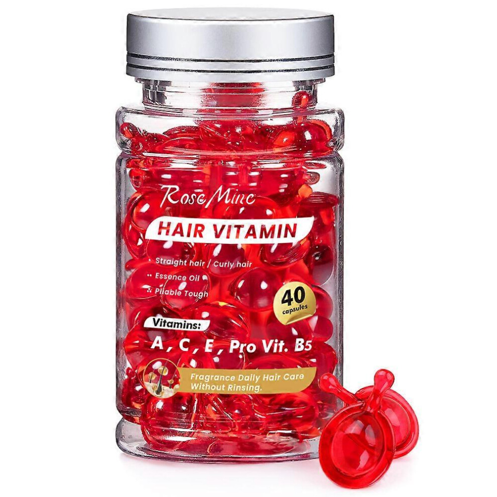(1 bottle 40 capsules) Hair Vitamin Serum Capsules, Hair Treatment Serum Oils No Rinse with Argan Macadamia Avocado Oils Enriched Hair Vitamins A, C,