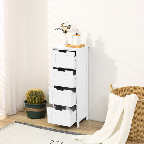 Bathroom Wood Cabinet Storage 4 Drawer  Free Standing Cupboard 1