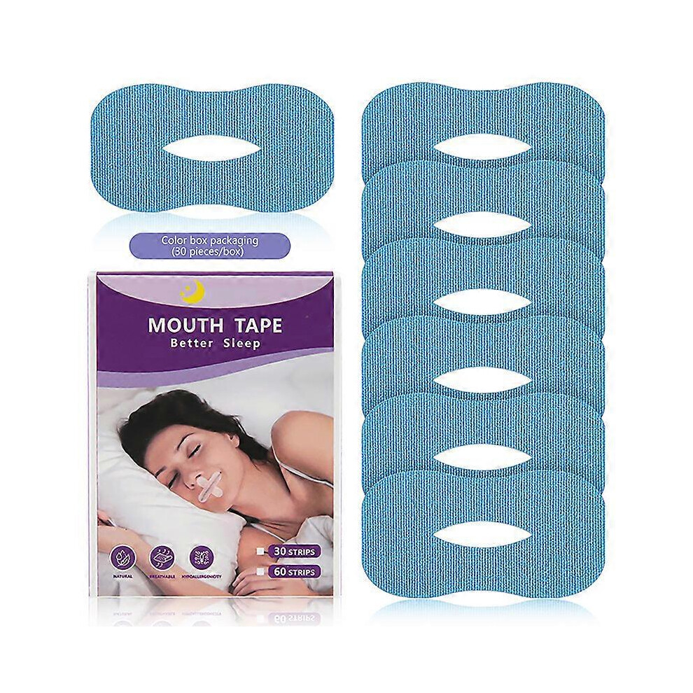Blue (60 Pcs ) Mouth Tape For Sleeping 30 Count Anti-Snoring Strips For Improved Nose Breathing And Snore Reduction,Pain-Free Removal And Hypoallergic