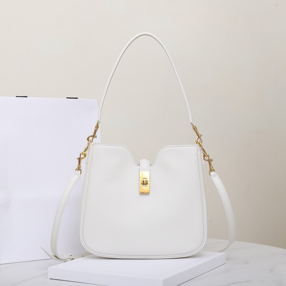 Italian cowhide shoulder messenger bag white 24.5*21.5*5cm