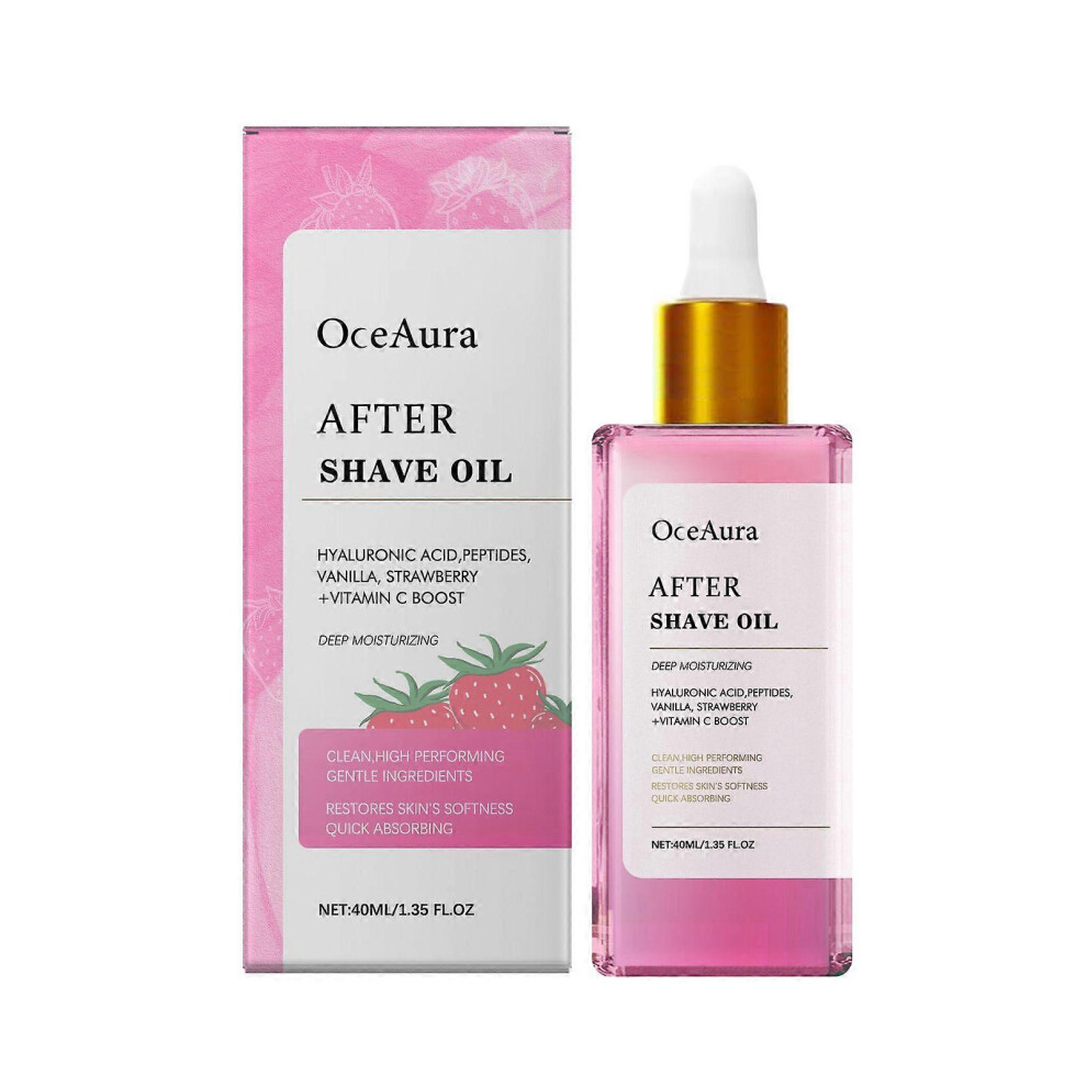 (2Pcs) Strawberry Vanilla After Shave Oil for Smooth Skin, Soothing & Hydrating Post Shave Oil to Prevent Ingrown Hair, Moisturizes After Shaving Elim