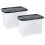 3 x 80 Litre Curve Plastic Storage Box With Black Lid For Home & Office 2