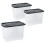 3 x 80 Litre Curve Plastic Storage Box With Black Lid For Home & Office 3