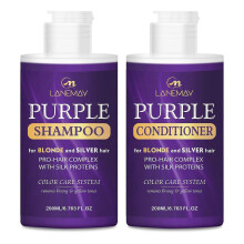 Purple Shampoo and Conditioner Set, Sulfate Free Salon Grade for Silver Blonde Platinum Hair - Removes Yellow & Brass tones, Enhances Highlights
