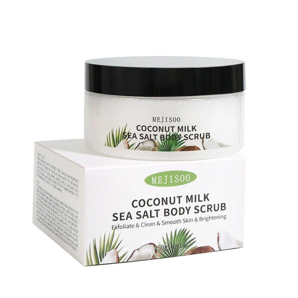 (1PCS) Sea Salt and Coconut Milk Body Scrub - Moisturizing and Exfoliating Body, Face, Hand, Foot Scrub - Exfoliating Coconut Milk Body Scrub with Sea