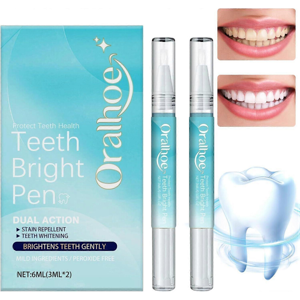 (2pcs) Teeth Whitening Pen x 2, Teeth Whitening Pen Removes Stains Quickly Brightens Teeth Whitening and Painless Teeth Whitening Teeth Whitening Blea