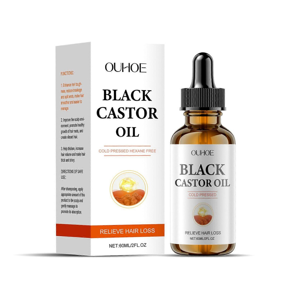 Black (1Pcs) Jamaican Castor Oil For Hair Growth - Organic Cold Pressed Unrefined, Natural Hair Castor Oil For Treatment Scalp, Growth Hair Eyelashes