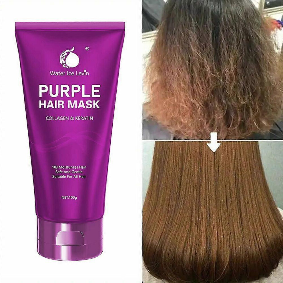 Purple (1Pcs) Hair Mask, Deep Repair Collagen & Keratin Hair Mask For Frizzy, Dry, Damaged Hair, Nourish And Moisturising Hair, Hair Treatment Conditi