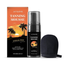 (1PCS) Self Tanner Kit, Dark Tanning Mousse with Mitt Applicator, 1 Hour Express Foam, Best Bronzing Glow, No Orange Tones or Fake Tan Smell, Even Skin Tone
