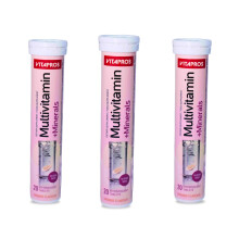Vitapros Multivitamin + Minerals Effervescent Tablets - Orange Flavour (3 Tubes, 60 Tablets)