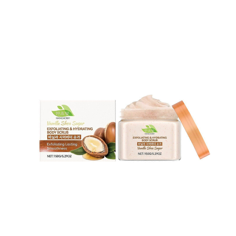 (1PCS) Exfoliating & Hydrating Body Scrub, Vanilla Shea Sugar Body Scrub, Deep Cleansing Body Exfoliating Scrub, Refreshing Skin