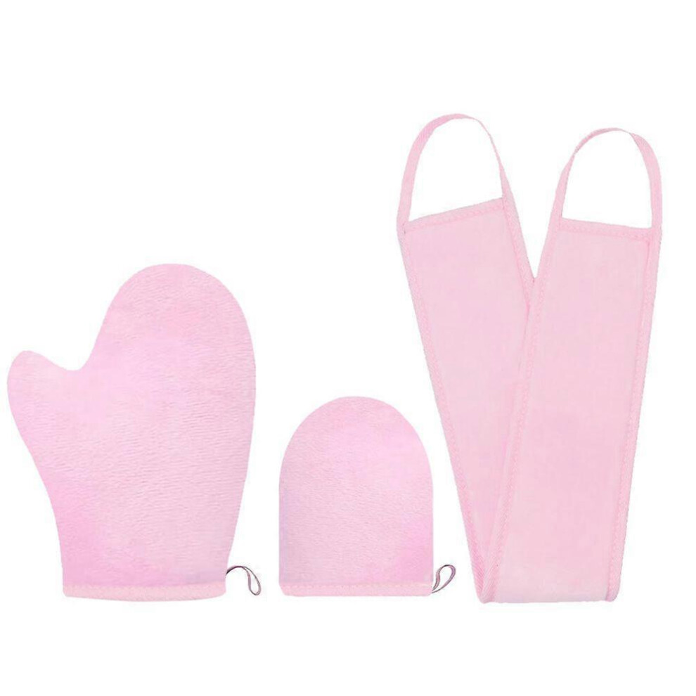 Pink (Pink) Self Tanning Mitt Applicator Kit, With Self Tanner Mitt, Self Tan Lotion Back Applicator, Exfoliating Glove And Finger Mini Tanning Mitt, Tan M