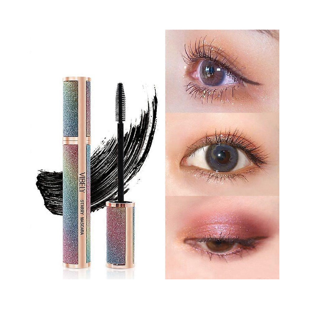 Black (2Pcs) 4D Silk Fiber Lash Mascara - Luxuriously Longer, Voluminous Eyelashes, Waterproof Tubing Mascara In Natural Lengthening, Smudge-Proof Ma
