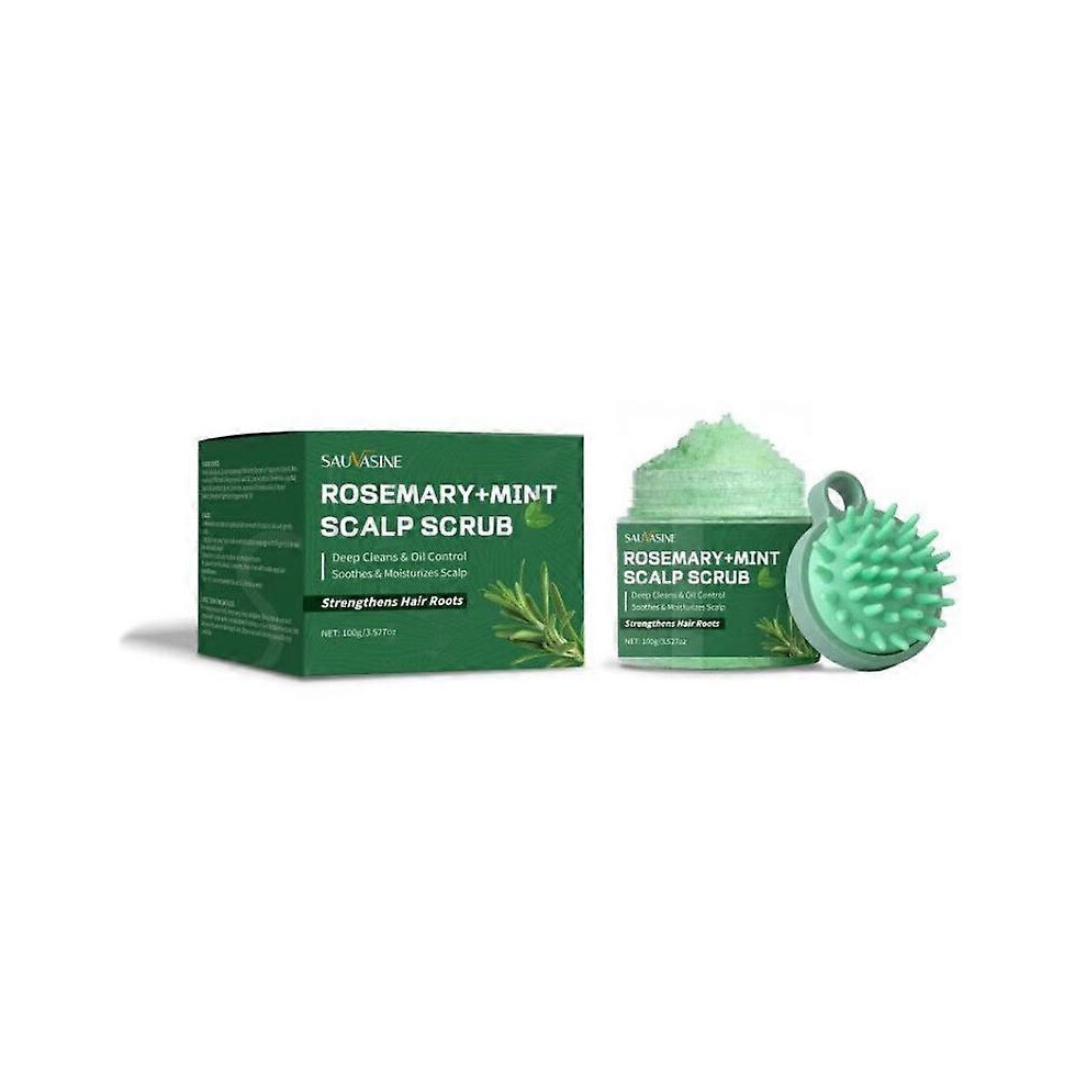 (2PCS) Peppermint Scalp Scrub, Rosemary Scrub with Massage Comb, Nourishing Scalp & Strengthens Hair Roots, Deep Cleansing, Refreshing and Soothing
