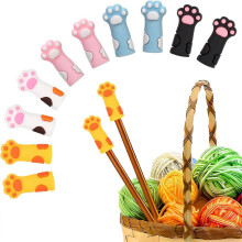 10Pcs Cat Paw Knitting Needle Stoppers,Silicone Cute Knitting Needle Point Cap Protectors Stitch Stoppers Needle Tip Covers Knitting Accessories