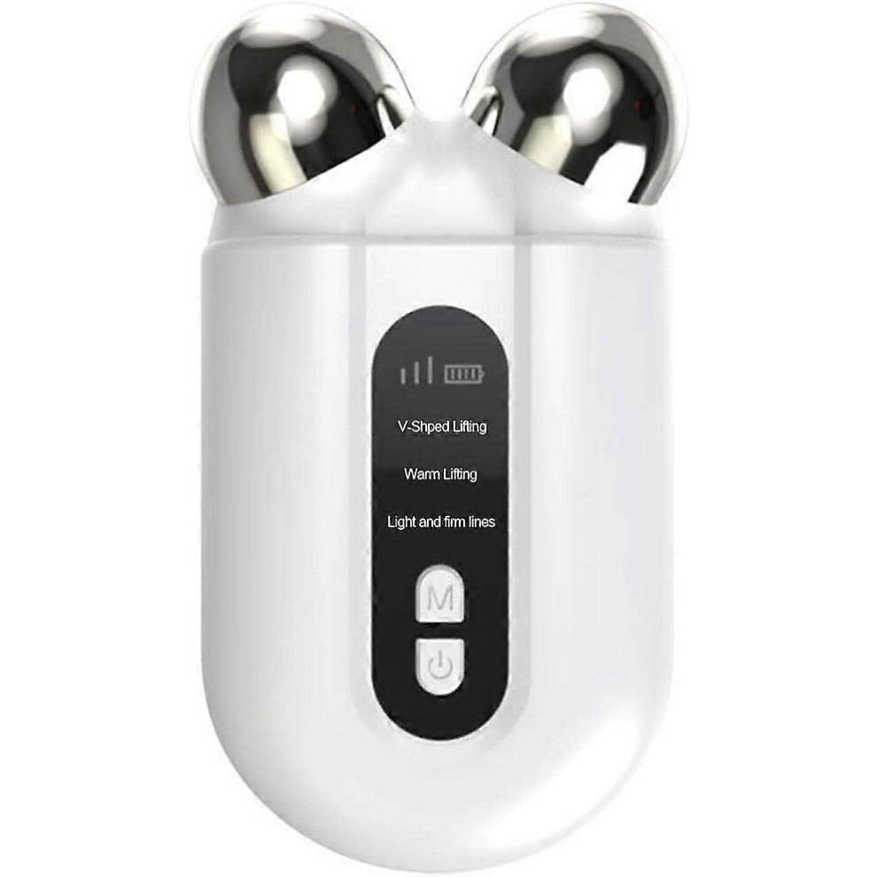 White (White) Microcurrent Facial Device,Micro-Current Facial Massager Roller,Instant Lift Device Skin Rejuvenation Massager Roller For Wrinkle Removal Anti