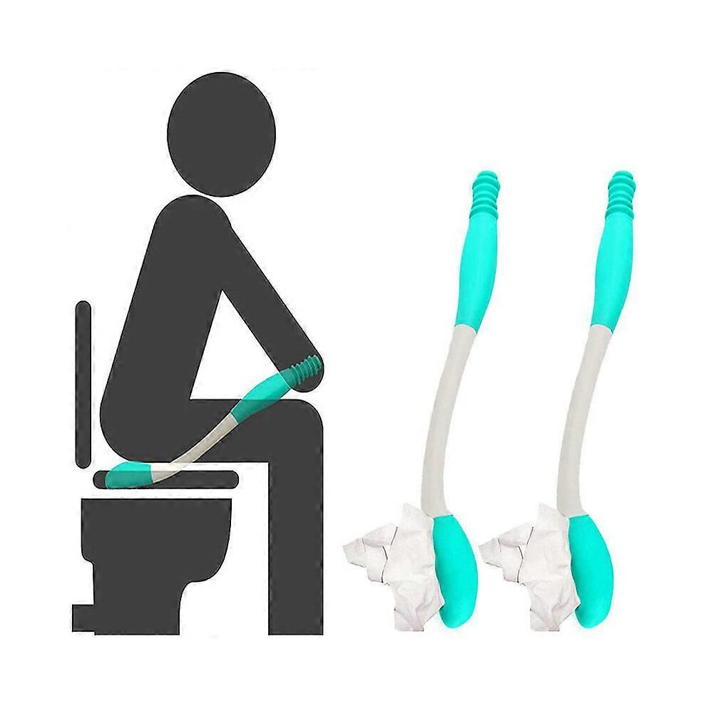 (2 Pcs) Long Reach Comfort Wipe Toilet Aids Tools, Bottom Wiper for fat people, Disabled, Elderly, Pregnant, Surgery Recovery