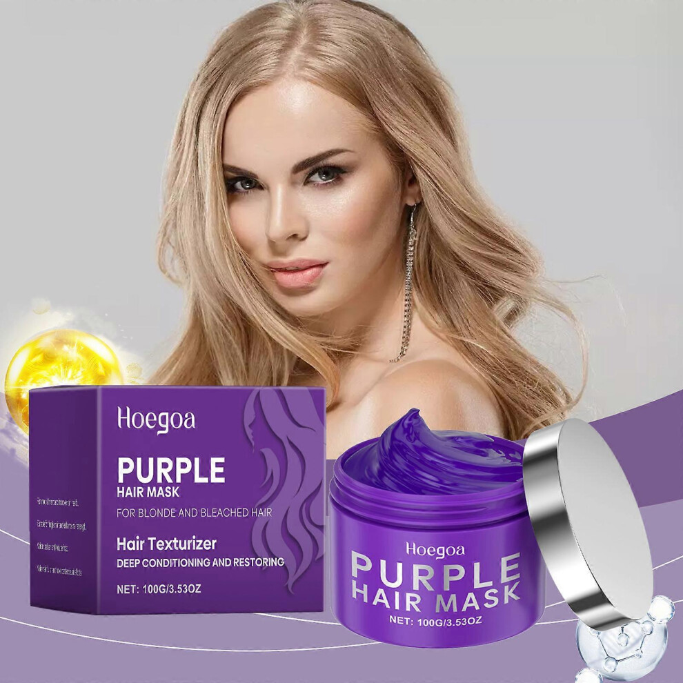 Purple (1Pcs) Keratin Hair Mask, Keratin Hair Mask Moisturizes And Nourishes Hair, Repair Dry And Damaged Hair, Deep Conditioner And Restore For Color