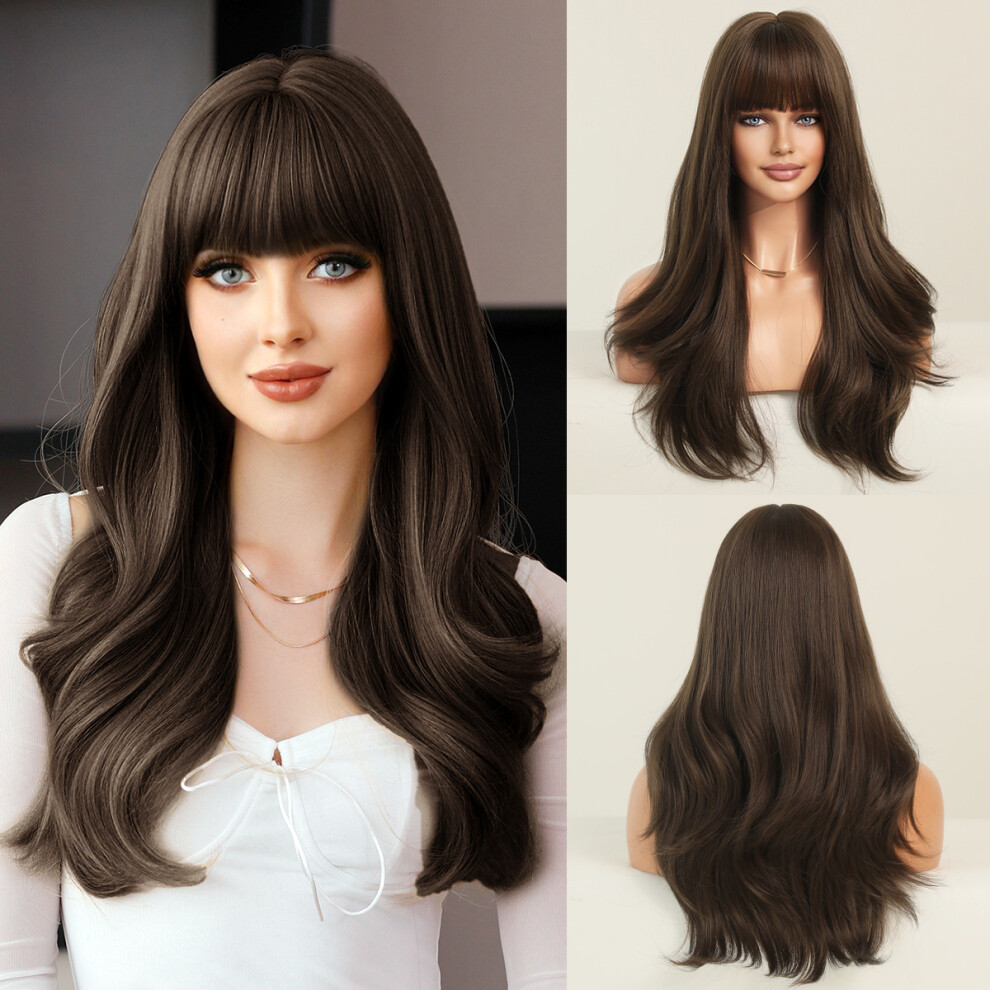 Unisex (Cold Brown_60cm 24Inch) New European And American Women's Natural Blonde Long Curly Hair, Taylor Swift Same Blonde Chemical Fiber Wig