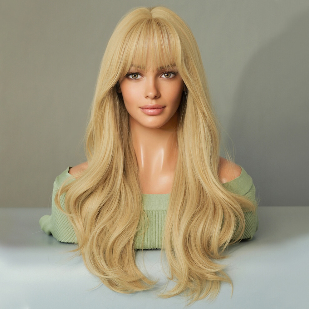 Unisex ((Model Features) Gold_60cm 24Inch) New European And American Women's Natural Blonde Long Curly Hair, Taylor Swift Same Blonde Chemical Fiber Wig