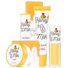 Honey & Milk Lip Oil Set, Long-Lasting Moisturizing Plumping Lip Balm, Exfoliating Minimizing Lip Wrinkles Brightening Lip Care