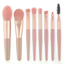 (C506-pink 8pcs)New 8-Piece RUZOFO Makeup Brush Set: Foundation Brush, Blush Brush, Powder Brush, Eyeshadow Brush, Highlighter Brush, Beauty Tools