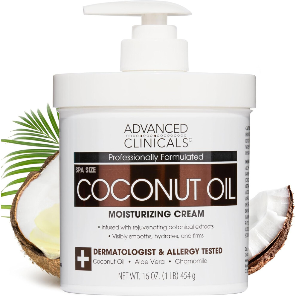 Advanced Clinicals, Coconut Oil Moisturizing Cream, 454g