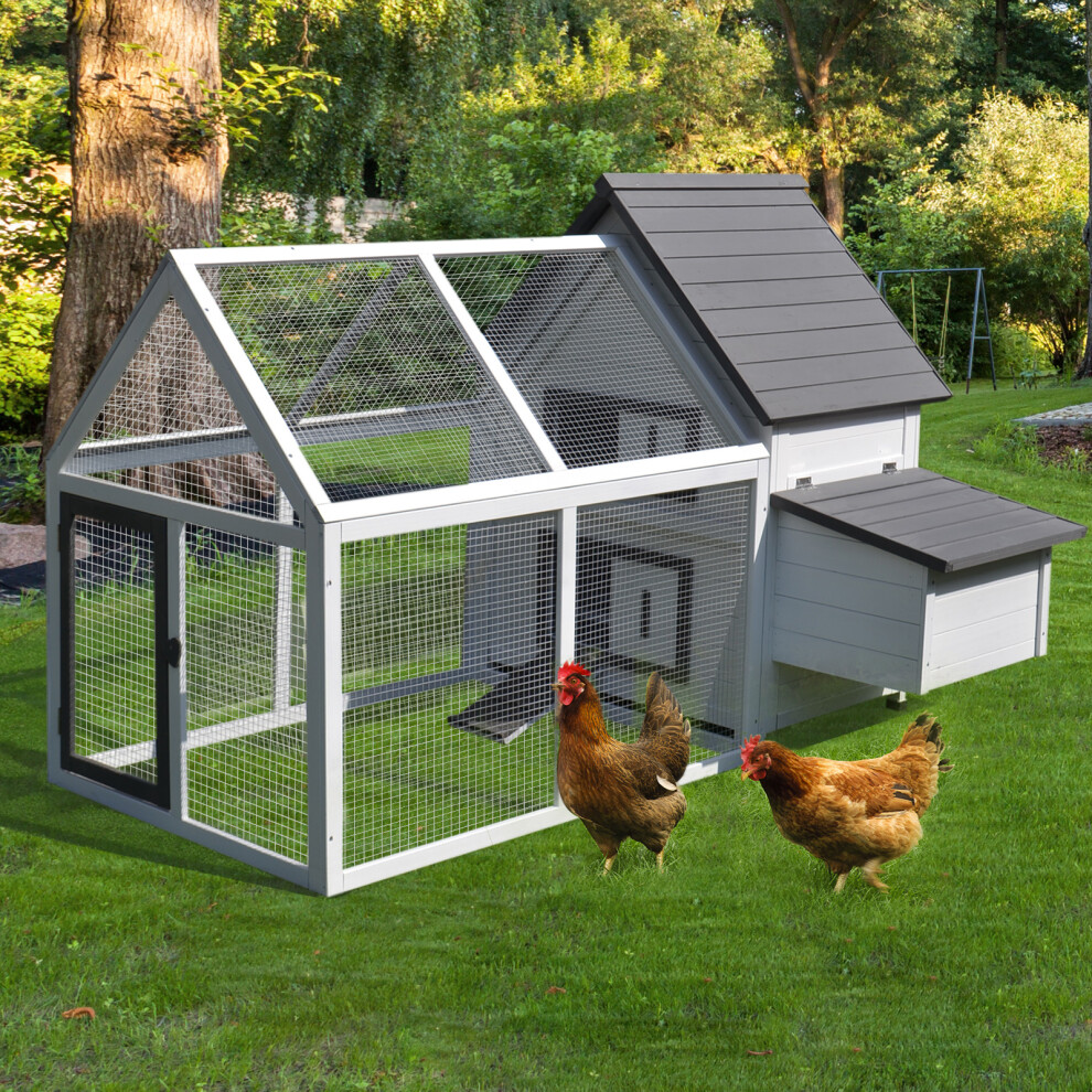 PawHut Wooden Chicken Coop Hen House Enclosure Garden with Ramp Run Nesting Box