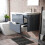NES Home Merton Grey 600mm Gloss Bathroom Wall Hung Basin Vanity Unit 3