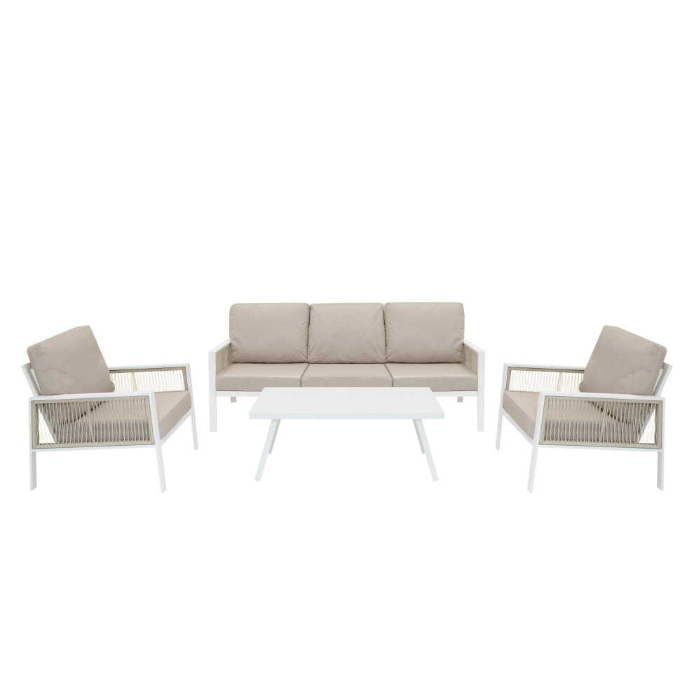 (White) Outdoor Aluminium 4 Piece Furniture Set Garden