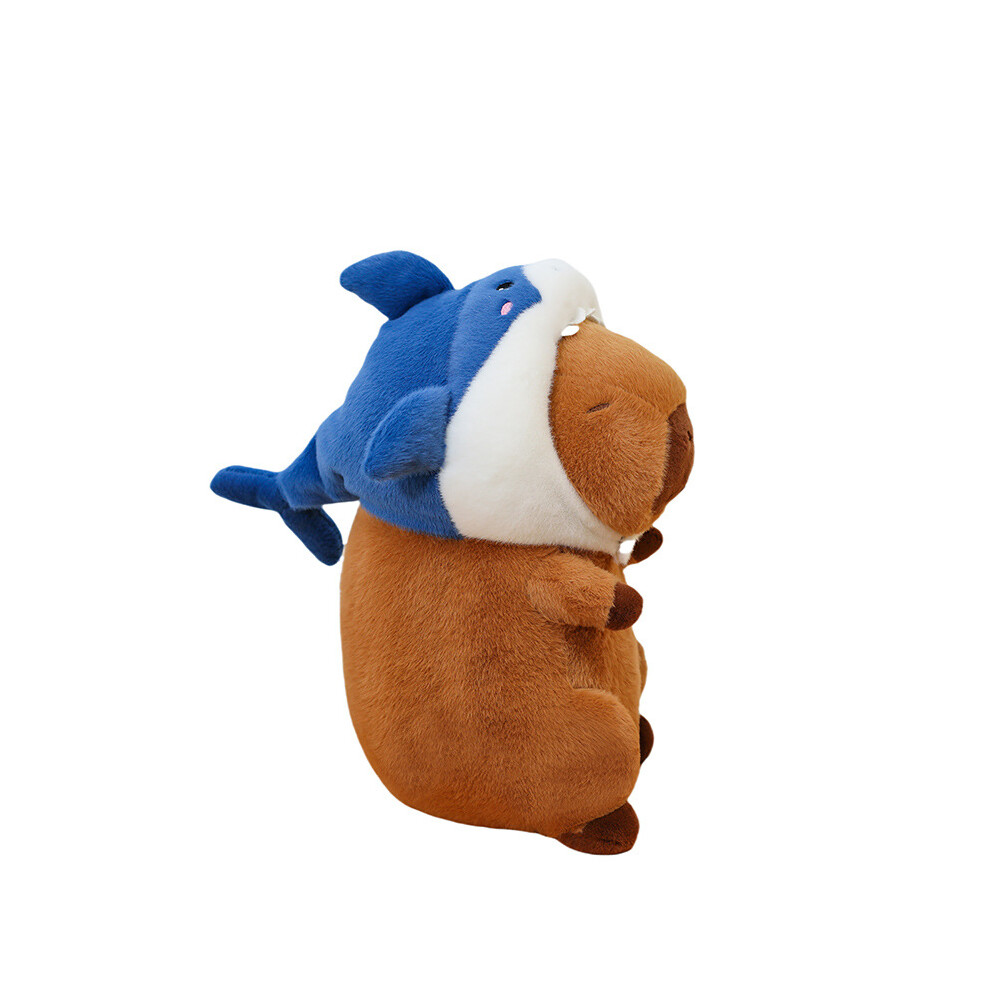 (35cm) Hat Capybara Shark Plush Toy Cartoon Stuffed Animal Doll Gift Decoration Kids
