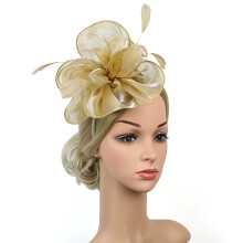 (Gold) Facinator Flower Headband Wedding Hair Accessories Ladies Days Royal Race Ascot