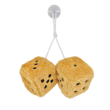(Champagne) Plush Dice Automotive Interior Cube Pendant Creative Hanging Gifts Decoration
