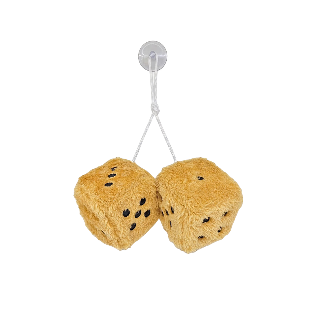 (Champagne) Plush Dice Automotive Interior Cube Pendant Creative Hanging Gifts Decoration