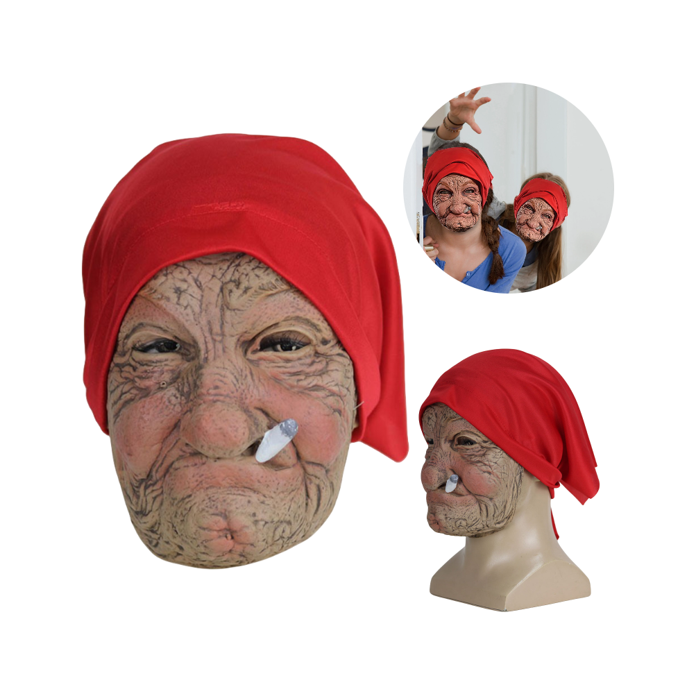Granny Smoking Latex Mask Funny Headgear Halloween Party Props Costume Cosplay-image-OPC-PGJBJ29-NEW
