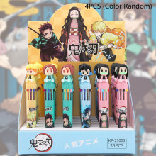 4pcs Demon Slayer Anime Multicolor Ballpoint Pen 10in1 Retractable Student
