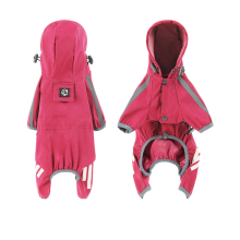 (Pink, XXL) Rain Dog Pet Coat Outdoor Clothing Puppy Jacket Hooded Towable Reflection Night