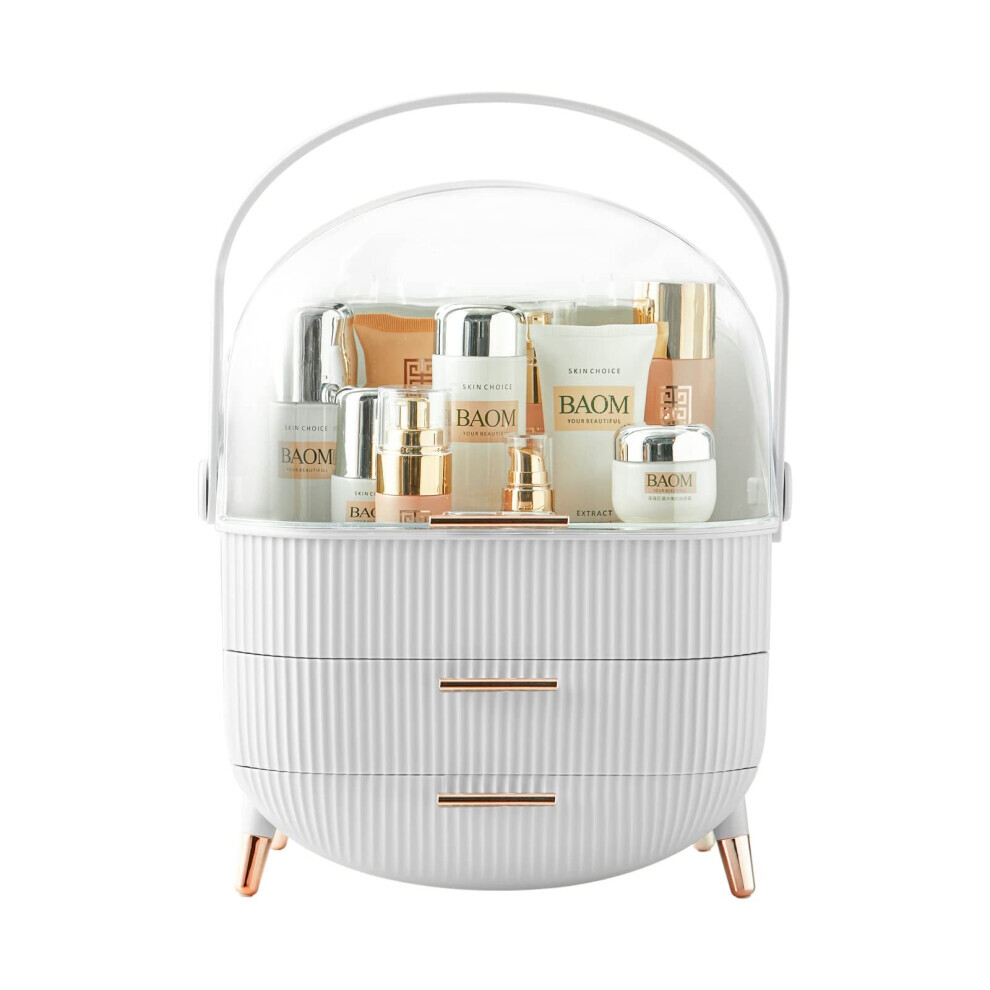 White Multi-Function Make Up Case Dustproof Cosmetic Storage Box, Skin Care Products Finishing Box