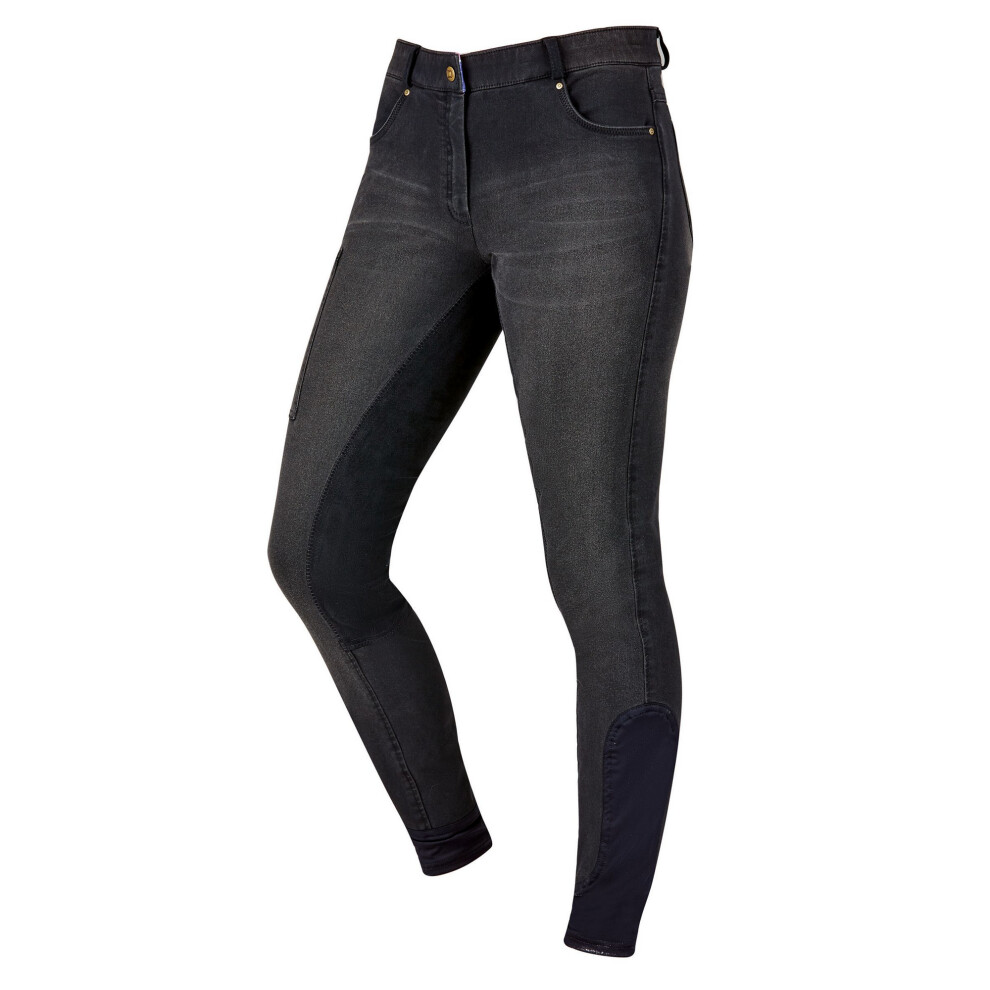 (30in, Ash) Dublin Womens/Ladies Shona Full Suede Seat Denim Breeches