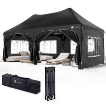 VOUNOT 3x6m Pop up Gazebo with Sides, Waterproof Garden Marquee Party Tent Black