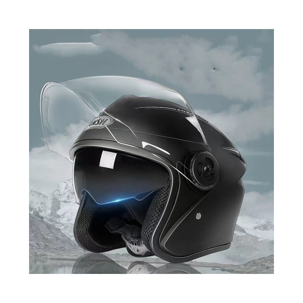 (XL, Black) Motorcycle Helmet Full Open Face Sun Shield Vintage Modular With Dual Lens-image-OPC-PD8TXPC-NEW