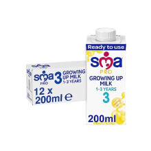 SMA PRO Growing-Up Baby Milk - 1-3 Years | Ready to Use Liquid Formula Milk 200 ml (Pack of 12)