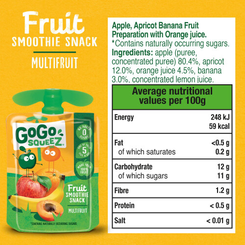 GoGo squeeZ Fruit Smoothie Snack Multifruit 5X(4X90g) 1